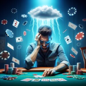 Beaten poker player is thinking 